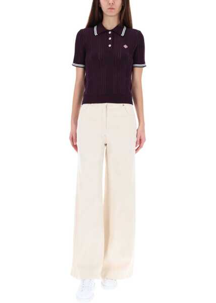 Tricouri Polo Casablanca Cotton Knit Polo Shirt PURPLE Femei (BM 19278047) 2