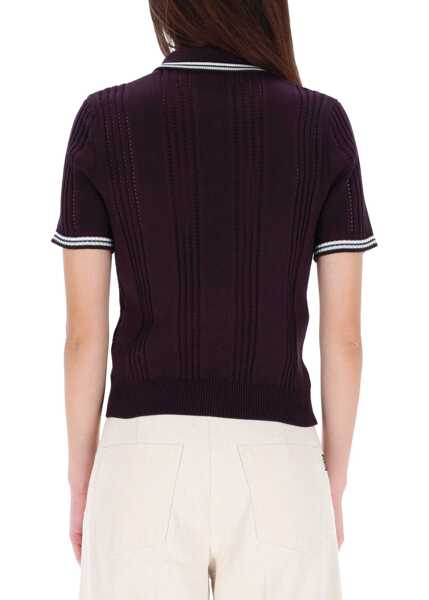 Tricouri Polo Casablanca Cotton Knit Polo Shirt PURPLE Femei (BM 19278047) 3