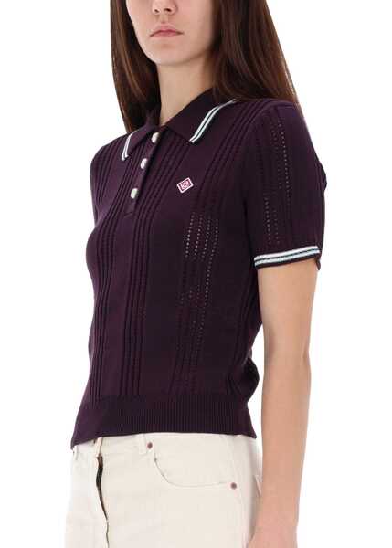 Tricouri Polo Casablanca Cotton Knit Polo Shirt PURPLE Femei (BM 19278047) 4