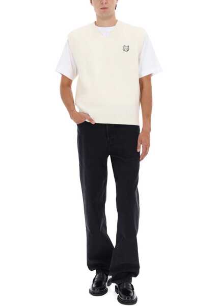 Veste casual MAISON KITSUN Ribbed Vest With Fox Patch IVORY Barbati (BM 19278191) 2