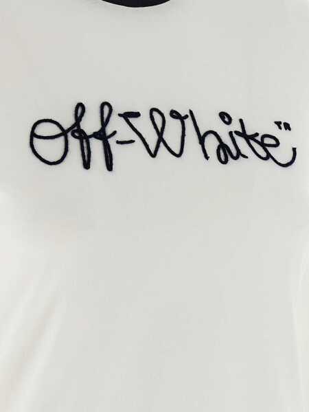 Tricouri Off-White T-Shirt With Embroidered Logo WHITE Femei (BM 19278224) 3