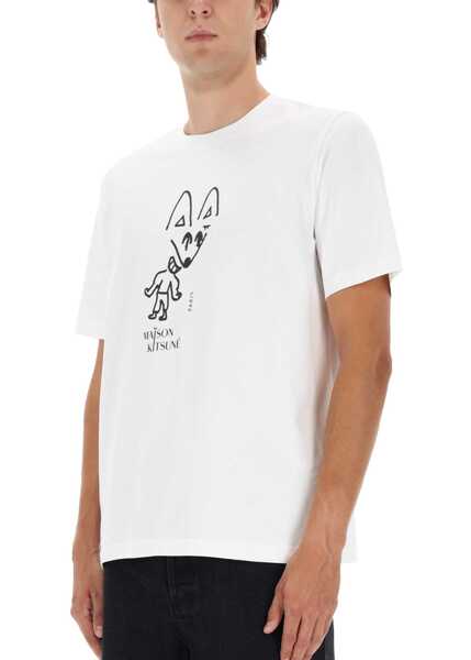 Tricouri MAISON KITSUN Party Fox Comfort T-Shirt WHITE Barbati (BM 19278257) 4