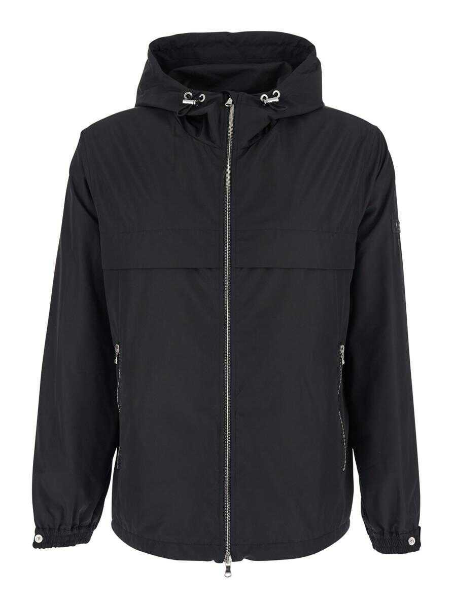 Geci TATRAS Black Jacket With Drawstring Hood And Logo Patch On The Sleeve In Tech Fabric Man Black Barbati (BM 19283292) 1