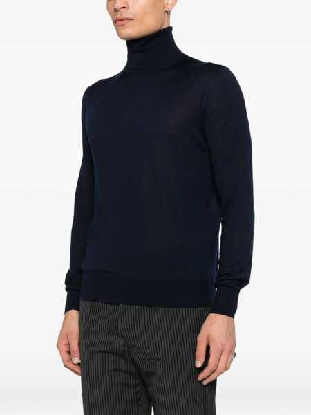Pulovere Saint Laurent Saint Laurent Pull Col Roule Cachemire Laine BLEU NUIT Barbati (BM 19283331) 3