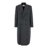 Paltoane Tonywack Grey Double-Breasted Coat With Classic Lapels In Wool Blend Man