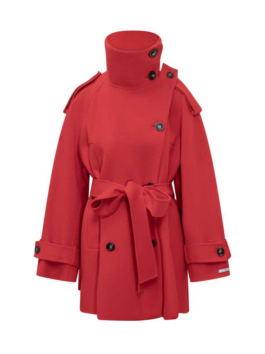 Paltoane SPORTMAX Sportmax Sportmax Red Double-Breasted Short Coat With Belt RED Femei (BM 19283973) 3