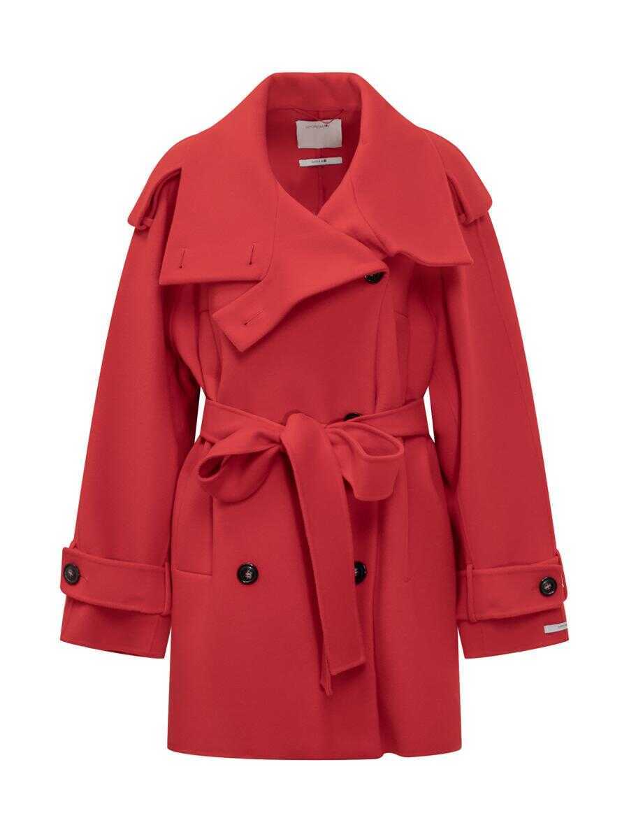 Paltoane SPORTMAX Sportmax Sportmax Red Double-Breasted Short Coat With Belt RED Femei (BM 19283973) 1