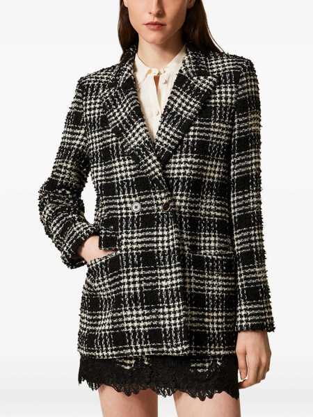 Sacouri TWINSET Twinset Black Blazer BIG CHECK NERO/NEVE Femei (BM 19284153) 3