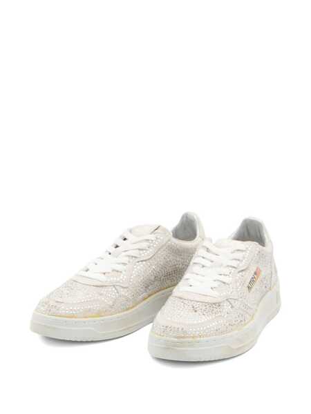 Sneakers AUTRY Autry Medalist Low Crystal Sneakers In White Micro Rhinestone Beige Femei (BM 19284375) 2