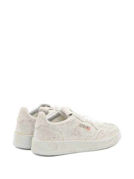 Sneakers AUTRY Autry Medalist Low Crystal Sneakers In White Micro Rhinestone Beige Femei (BM 19284375) 5