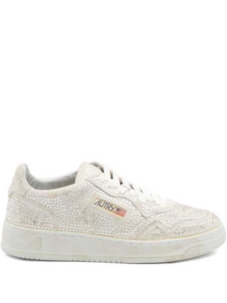 Sneakers AUTRY Autry Medalist Low Crystal Sneakers In White Micro Rhinestone Beige Femei (BM 19284375) 1