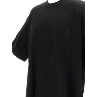 Tricouri WOOYOUNGMI pentru Barbati - Tricouri WOOYOUNGMI Black Crewneck T-Shirt With Logo Patch On The Front And Floral Motif On The Rear In Cotton Man Black Barbati (BM 19284534) - B-mall.ro