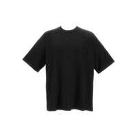 Tricouri Black Crewneck T-Shirt With Logo Patch On The Front And Floral Motif On The Rear In Cotton Man Barbati