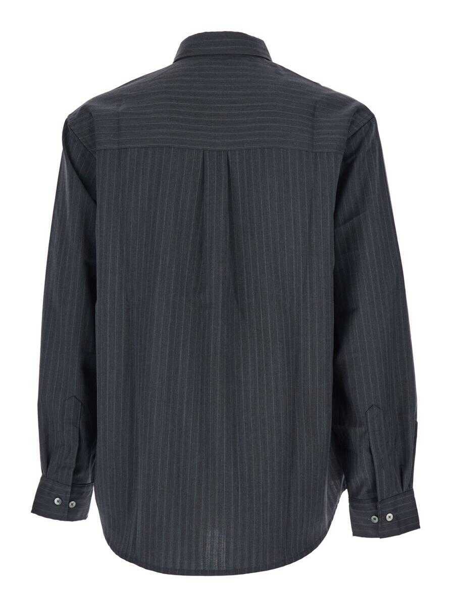 Camasi Tonywack Grey Pinstriped Shirt With Pointed Collar In Wool Blend Man GREY Barbati (BM 19284732) 2