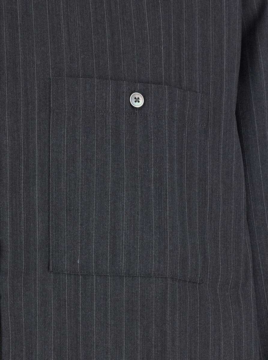 Camasi Tonywack Grey Pinstriped Shirt With Pointed Collar In Wool Blend Man GREY Barbati (BM 19284732) 3