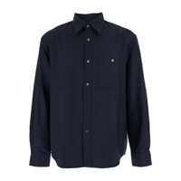 Camasi Tonywack Blue Pinstriped Shirt With Pointed Collar In Wool Blend Man