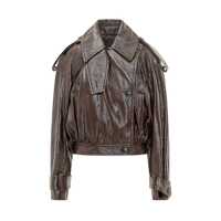 Geci Sportmax Sportmax Shiny Brown Faux Leather Short Jacket Femei