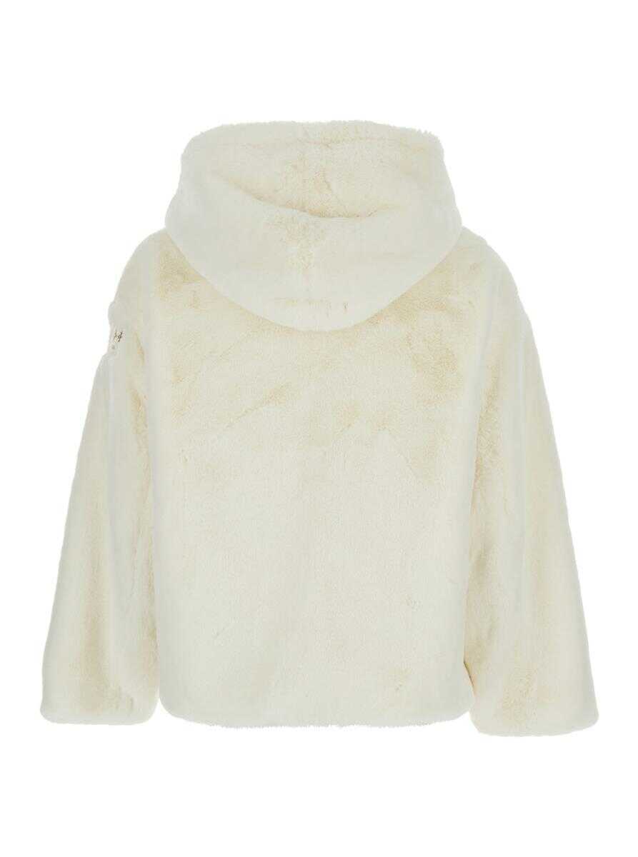 Geci TATRAS Yumola White Jacket With Drawstring Hood And Logo Patch On The Sleeve In Ecofur Woman WHITE Femei (BM 19285173) 2