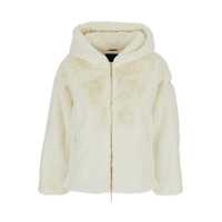 Geci 'Yumola' White Jacket With Drawstring Hood And Logo Patch On The Sleeve In Ecofur Woman Femei