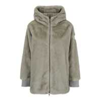 Geci 'Arabis' Grey Jacket With Fixed Hood And Logo Patch On The Sleeve In Faux Fur Woman Femei