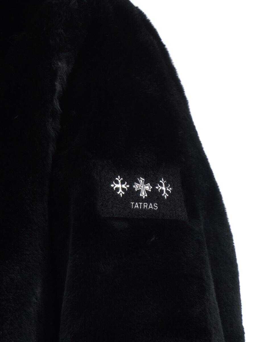 Geci TATRAS Black Hooded Jacket With Drawstring And Logo Patch On The Sleeve In Faux Fur Man Black Barbati (BM 19285548) 3