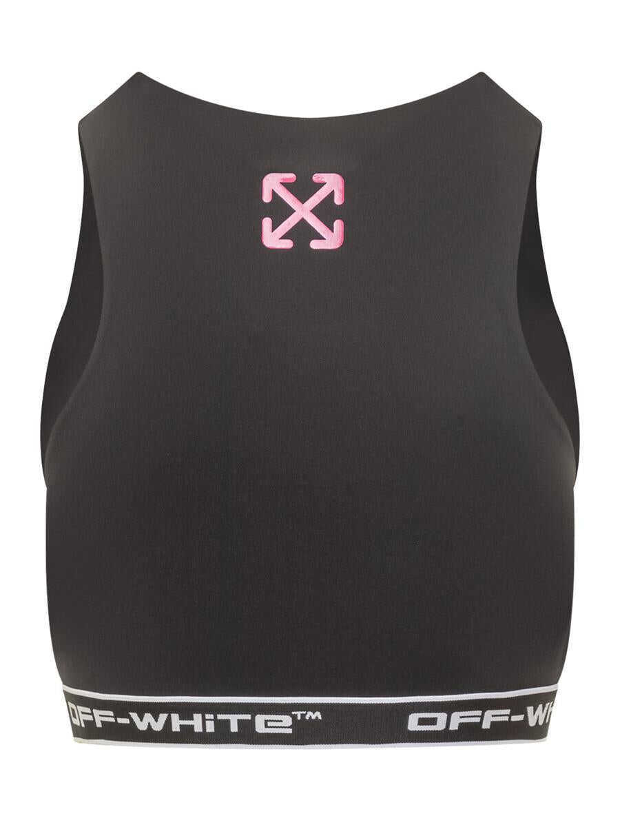 Topuri Off-White Off-White Off-White Black Cut Out Top With Logo Black Femei (BM 19285656) 2