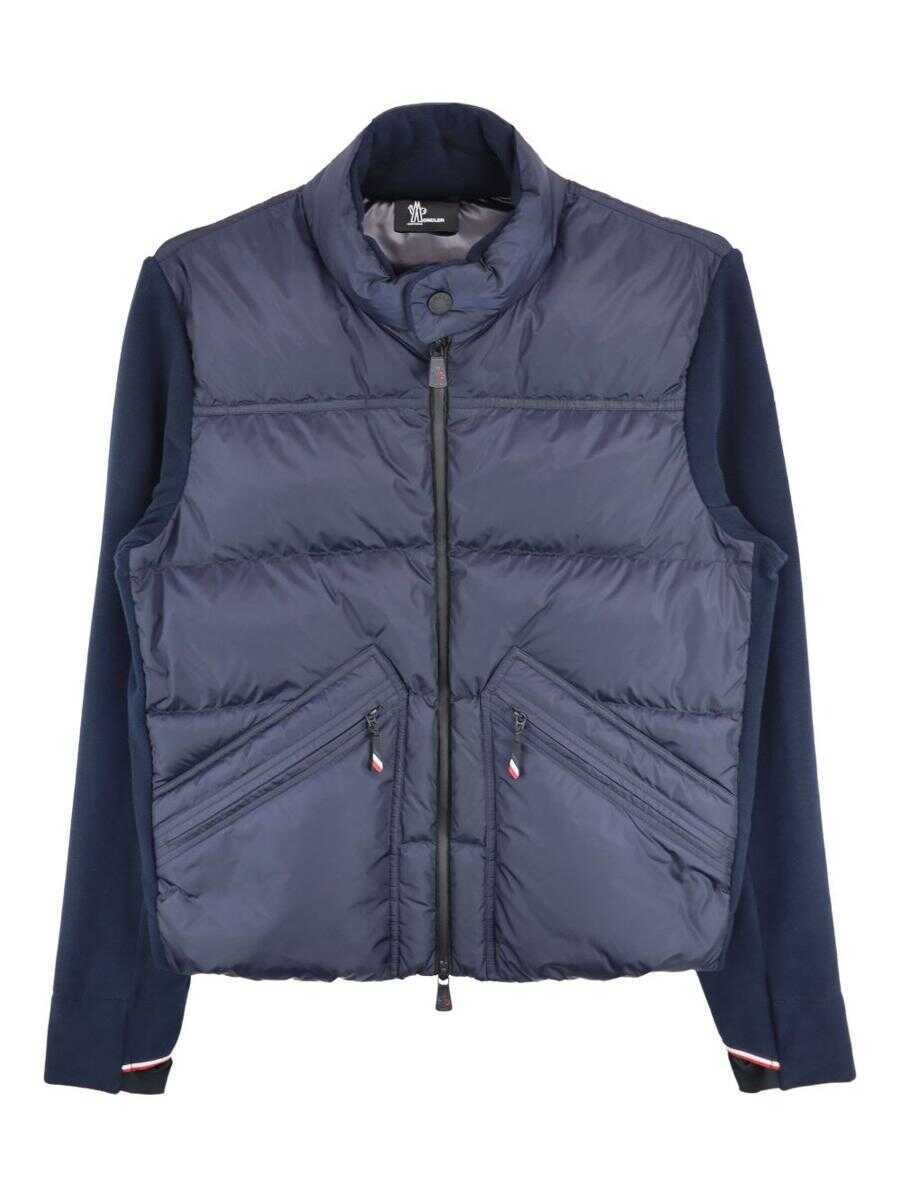 Cardigane Moncler Grenoble Moncler Grenoble Quilted Zip Up Cardigan In Navy Blu BLUE Barbati (BM 19286163) 1