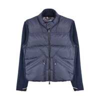 Cardigane Moncler Grenoble Quilted Zip Up Cardigan In Navy Blu Barbati