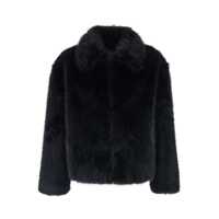 Geci Tonywack Black Jacket With Classic Collar In Faux Fur Man