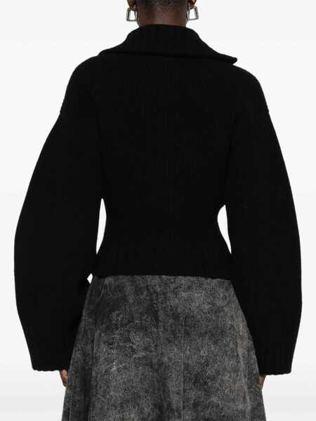 Cardigane THE ATTICO Black Cardigan With Raised Collar And Knitting In Wool And Cashmere Blend Woman Black Femei (BM 19287162) 4