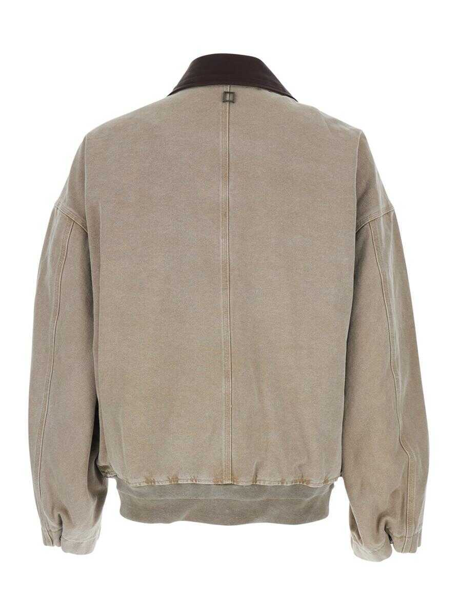 Geci WOOYOUNGMI Beige Jacket With Contrasting Collar And Distressed Effect In Cotton Blend Man Beige Barbati (BM 19287459) 2