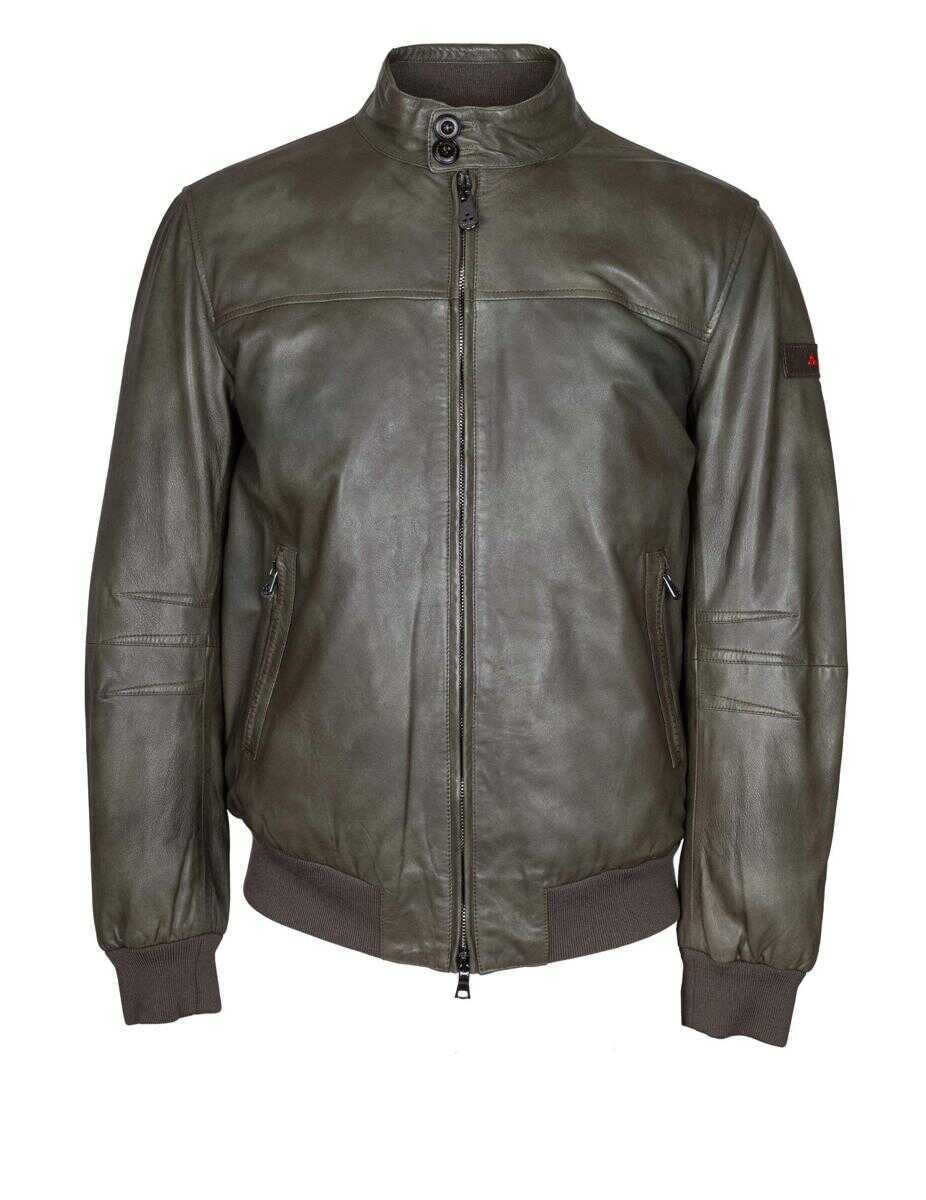 Bomber jacket Peuterey Peuterey Leather Bomber Jacket GREEN Barbati (BM 19287573) 1