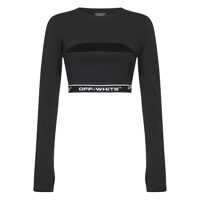 Topuri Off-White Off-White Black Long Sleeve Cut Out Top Femei