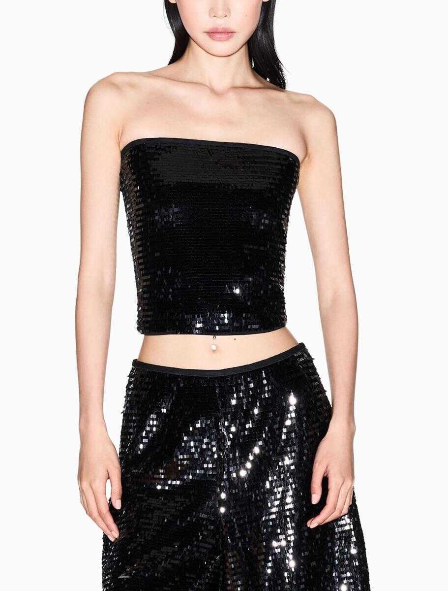 Topuri Armani Exchange Armani Exchange Top BLACK SEQUINS Femei (BM 19288218) 2