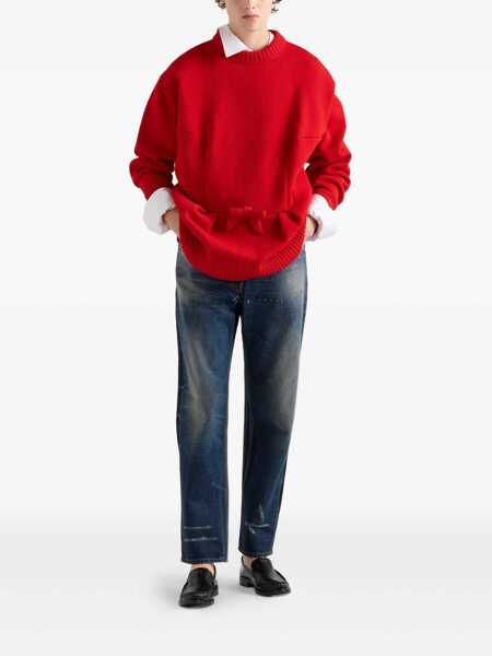 Pulovere Prada Prada Round Neck Sweater In Virgin Wool RED Femei (BM 19288356) 2