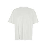 Tricouri White Crewneck T-Shirt With Logo Patch On The Front And Floral Motif On The Rear In Cotton Man Barbati