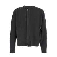 Cardigane Tonywack Grey Crew Neck Cardigan With Ribbed Design In Wool Man