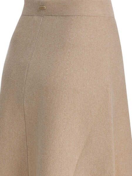 Fuste casual Max Mara Wool and cashmere flared skirt Beige Femei (BM 19291572) 4