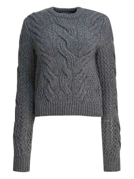 Pulovere Max Mara Wool-blend crewneck sweater with braids Grey Femei (BM 19291581) 1