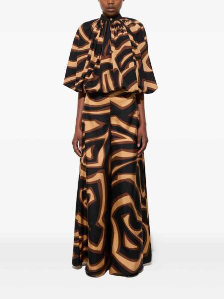 Pantaloni casual PUCCI Labirinto print silk wide pants Black Femei (BM 19291587) 3