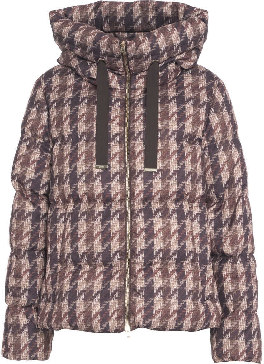 Geci de iarna Herno Houndstooth puffer jacket Brown Femei (BM 19291994) 2