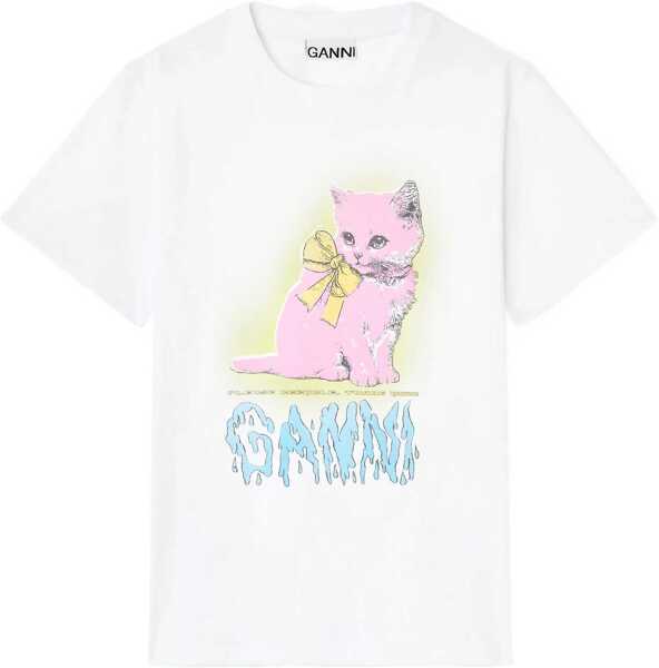 Tricouri Ganni T-Shirt Kitty WHITE Femei (BM 19292018) 1
