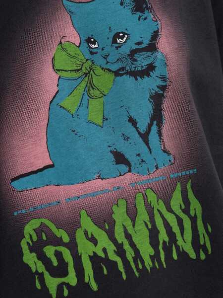 Tricouri Ganni T-Shirt Kitty CHARCOAL Femei (BM 19292027) 5
