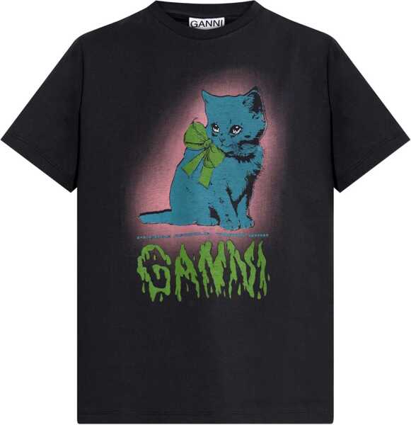 Tricouri Ganni T-Shirt Kitty CHARCOAL Femei (BM 19292027) 1