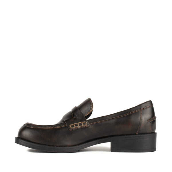 Mocasini ASH Ash Brown Leather Moccasin With Low Heel BROWN Femei (BM 19292490) 2