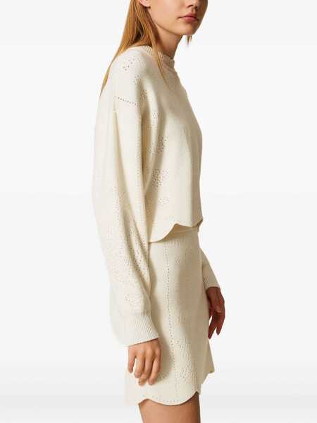 Pulovere TWINSET Twinset Scalloped Hem Sweater WHITE Femei (BM 19292505) 3