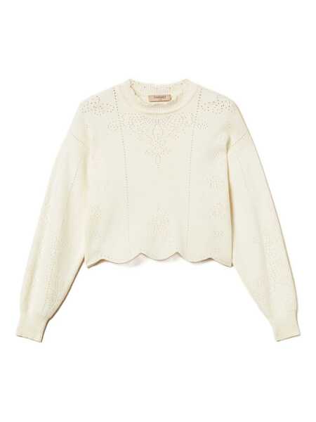 Pulovere TWINSET Twinset Scalloped Hem Sweater WHITE Femei (BM 19292505) 1