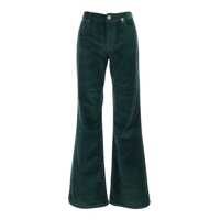 Pantaloni casual Green Pants With Plaque On The Front And Logo Patch On The Back In Corduroy Woman Femei