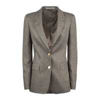 Sacouri Tagliatore Single-Breasted Wool Herringbone Blazer Femei