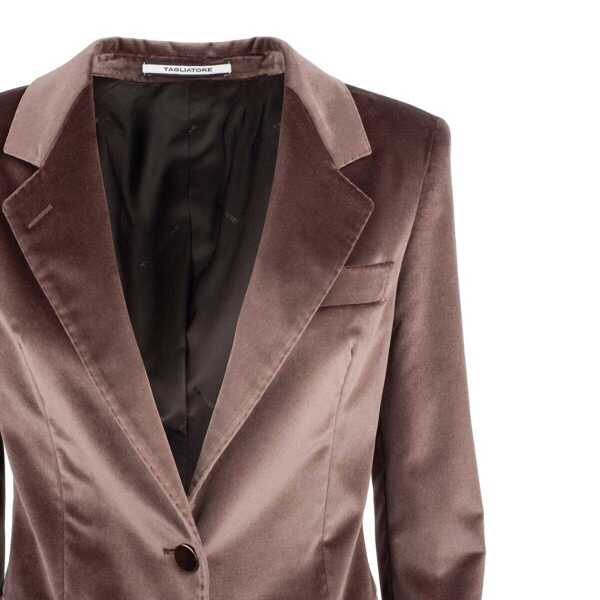 Sacouri Tagliatore Tagliatore Single-Breasted Velvet Blazer BROWN Femei (BM 19293057) 3